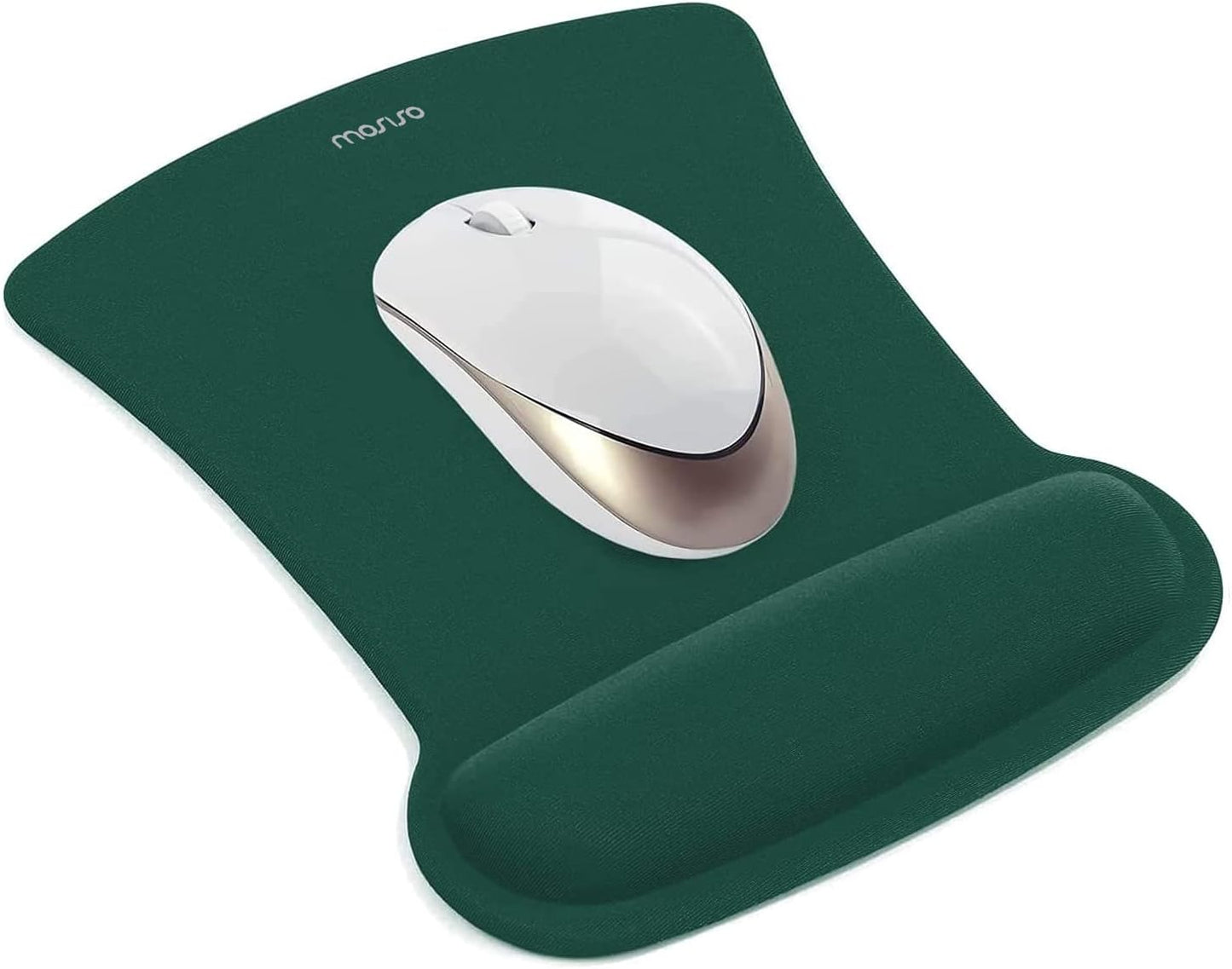 MOSISO Wrist Rest Support for Mouse Pad & Keyboard Set, Ergonomic Mousepad Non-Slip Base Home/Office Pain Relief & Easy Typing Cushion with Neoprene Cloth & Raised Memory Foam, Apricot