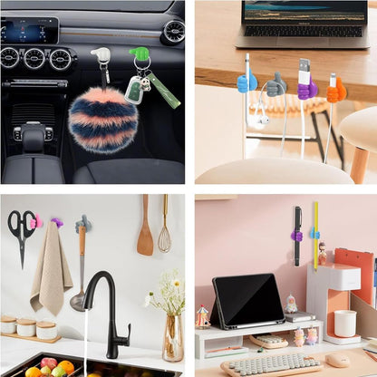 50Pcs Creative Silicone Thumb Up Wall Hook, Self Adhesive Cable Clips, Funny Cord Holders for Cables, Wall Decoration Hook Home/Office Data Cable Clip Wire Desk Organizer