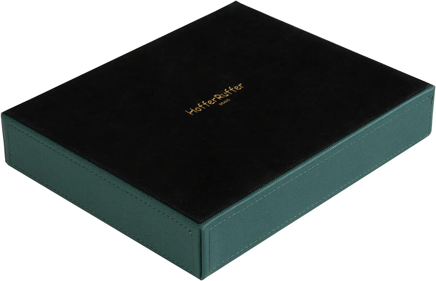 HofferRuffer Faux Leather Vanity Tray, Elegant Desktop Storage Organizer, Decorative Catchall for Perfume, Bathroom Valet, Nightstand or Dresser, Black, 10.2 x 8.4 x 1.8 Inches