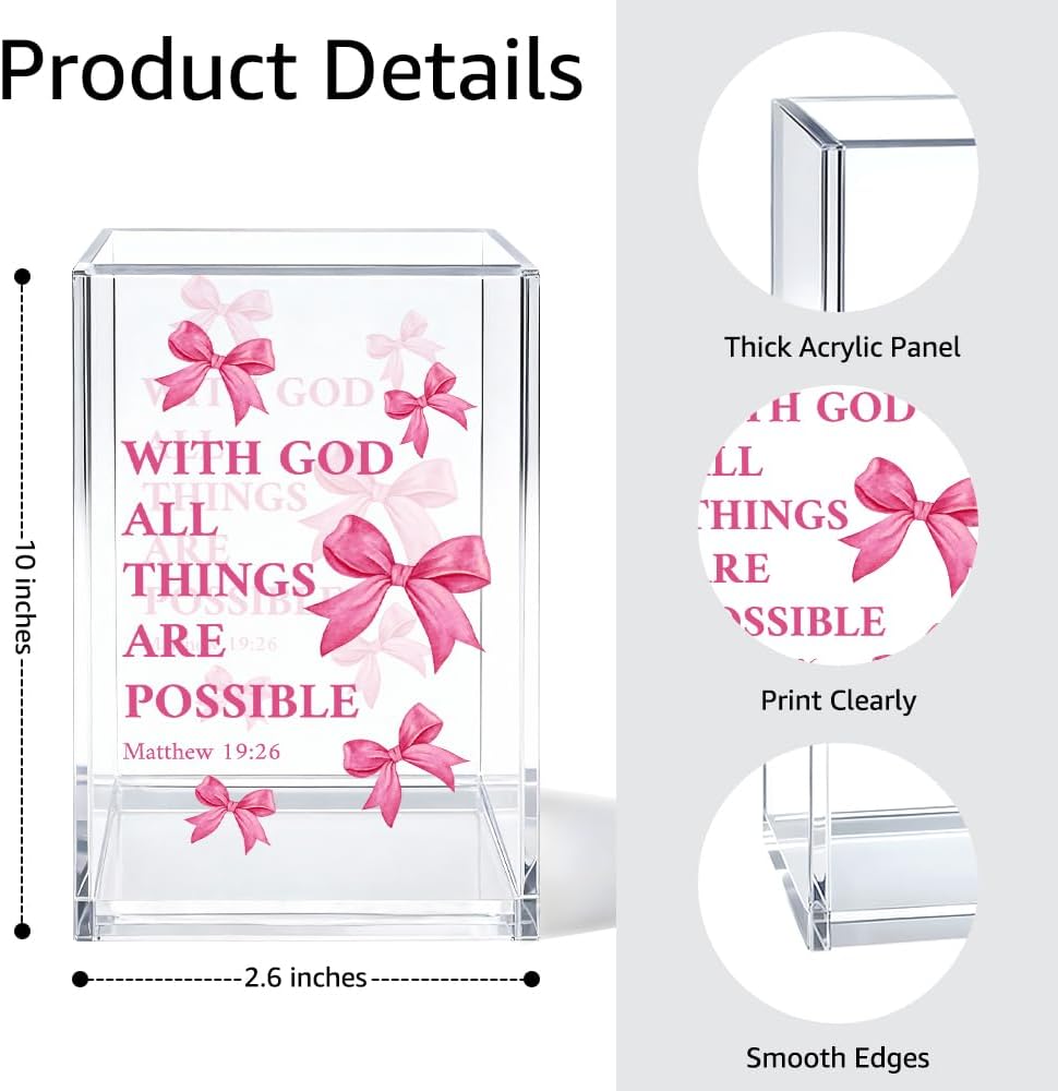 Just Breathe Acrylic Cosmetic Organizer Pen Holder, Anxiety Relaxing Acrylic Desk Holder Cup for Pen Pencil, Dandelion Desk Organizer, Mental Health Office Gifts for Coworker Leader Friend