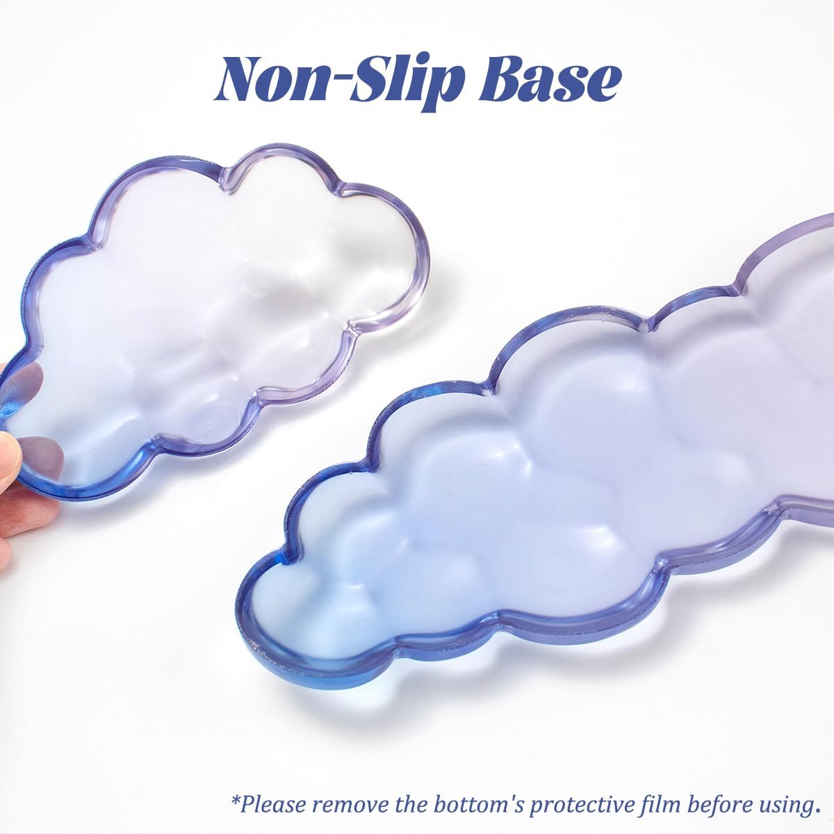 Gel Keyboard Wrist Rest Cloud Set, Clear Ergonomic Wrist Support and Arm Support Keyboard Rest for Typing Pain Relief, with Non-Slip Soft Washable Wrist Rest(Pink Blue)
