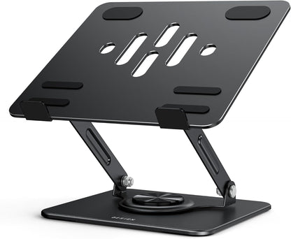 BESIGN LS11 Laptop Stand with 360° Rotating Base, Ergonomic Adjustable Notebook Riser, Foldable Computer Holder Compatible with 10-14" Laptops (Black)