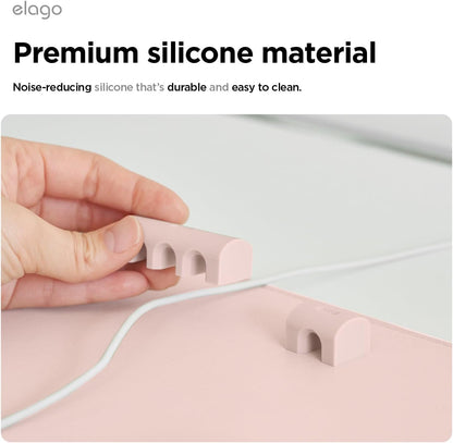 elago Magnetic Cable Management Organize 4 Cables, Powerful Magnets, Wire Holder Keeper Organizer Phone Home Office Desk Compatible with Magnetic Pad (1 Slot +3 Slot Set)[Stone]