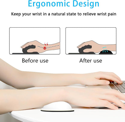 Dapesuom Keyboard Wrist Rest Set, Cute PU Leather Wrist Cushion for Computer Keyboard and Mousepad, Memory Foam Mouse Pad Rests Support with Non-Slip Base for Typing Pain Relief Laptop, Colonial White