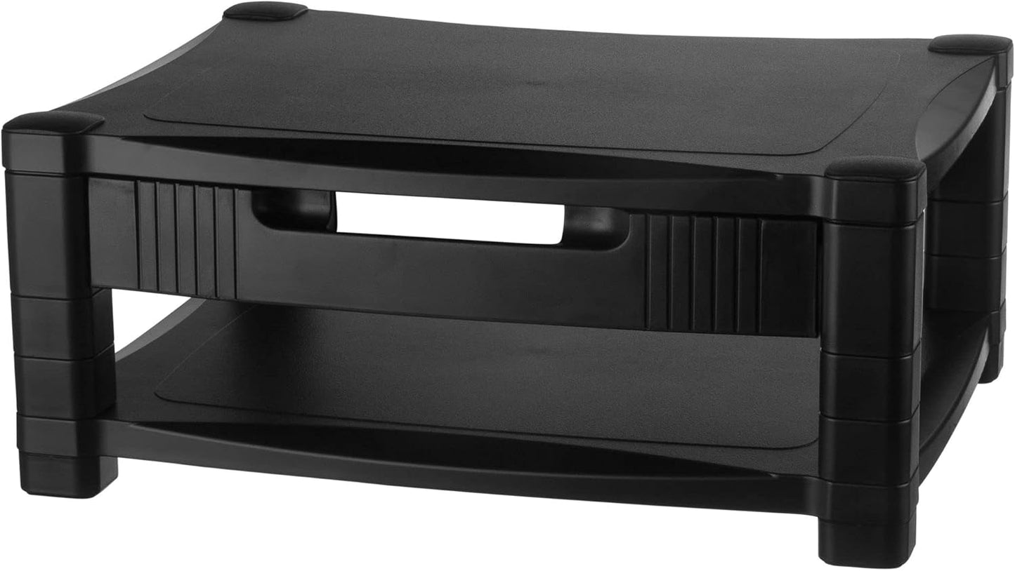 Kantek Single-Level Monitor Stand, 17" X 13.25" X 3" To 6.5", Black, Supports 50 Lbs