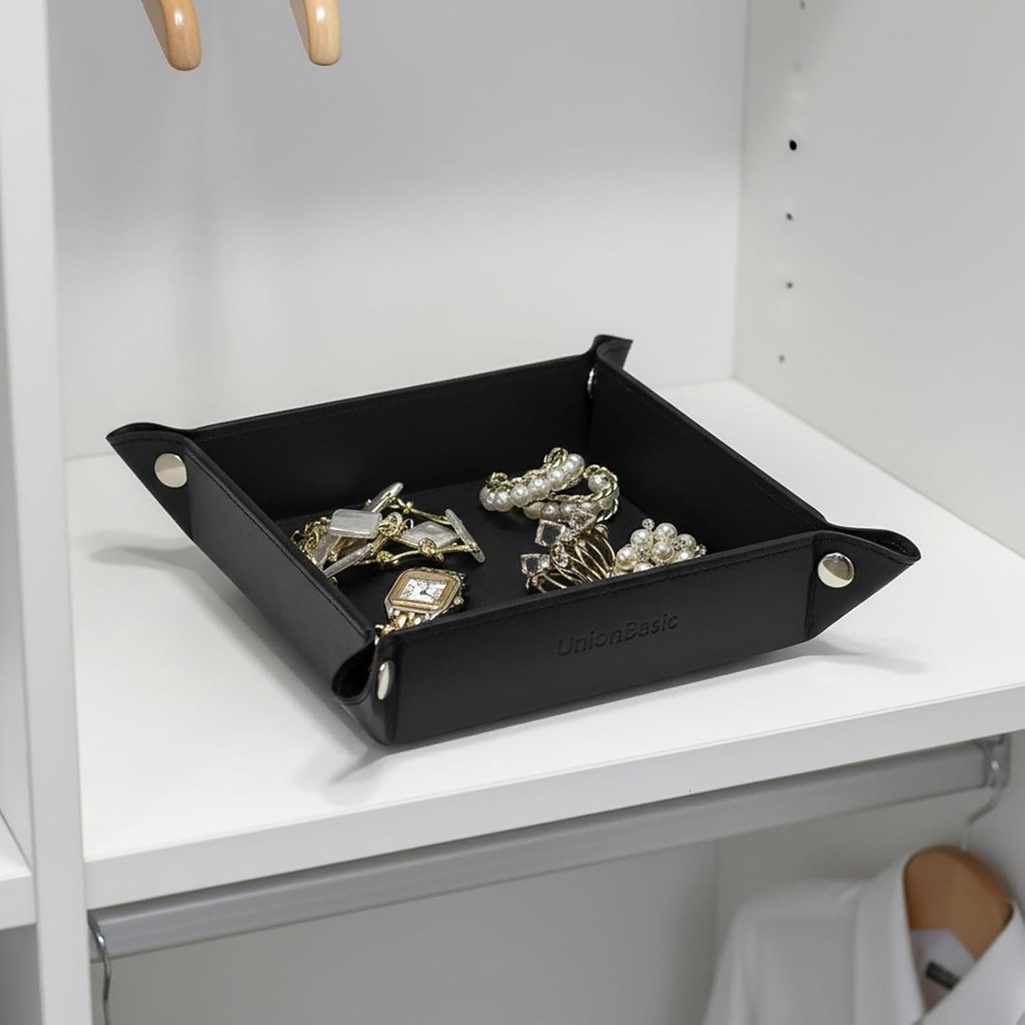 UnionBasic Medium Valet Tray, Jewelry Tray for Rings Watches Earrings, Entryway Catchall Caddy for Coins Keys Change, Nightstand Bedside Valet Holder, Trays for Electronic Gadgets, Candy Pink Plus - Colors A