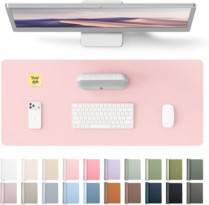 YSAGi Leather Desk Protector, Office Mat, Large Mouse Mat, Non-Slip PU Leather Blotter, Laptop Pad, Waterproof Writing Pad for Office and Home (Light Pink, 23.6" x 13.8") - Colors B