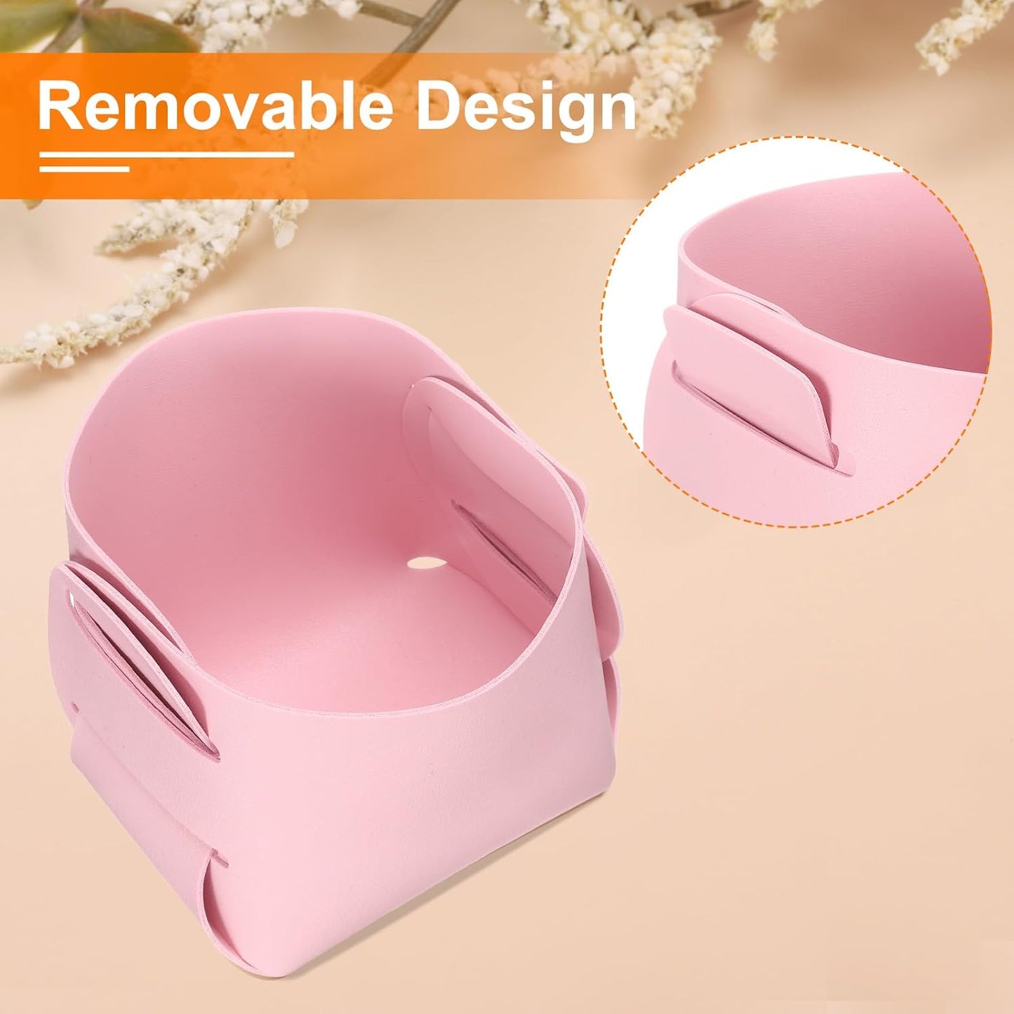 uxcell Valet Tray Organizer, PU Leather Desktop Storage Organizer Box Tray Entryway Table Bedside Nightstand Catchall Vanity Tray for Jewelry Key Coin Watch Wallet (Pink)