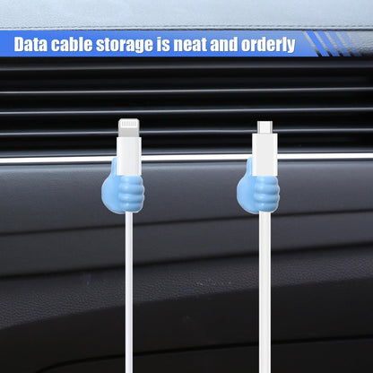YoRise 4 PCS Mini Car Hooks, Silicone Thumb Up Cable Management, Self-Adhesive Car Key Holder, Multifunctional Wall Hanging Hook, Small Adhesive Hooks for Charging Cable Earphone (Blue)