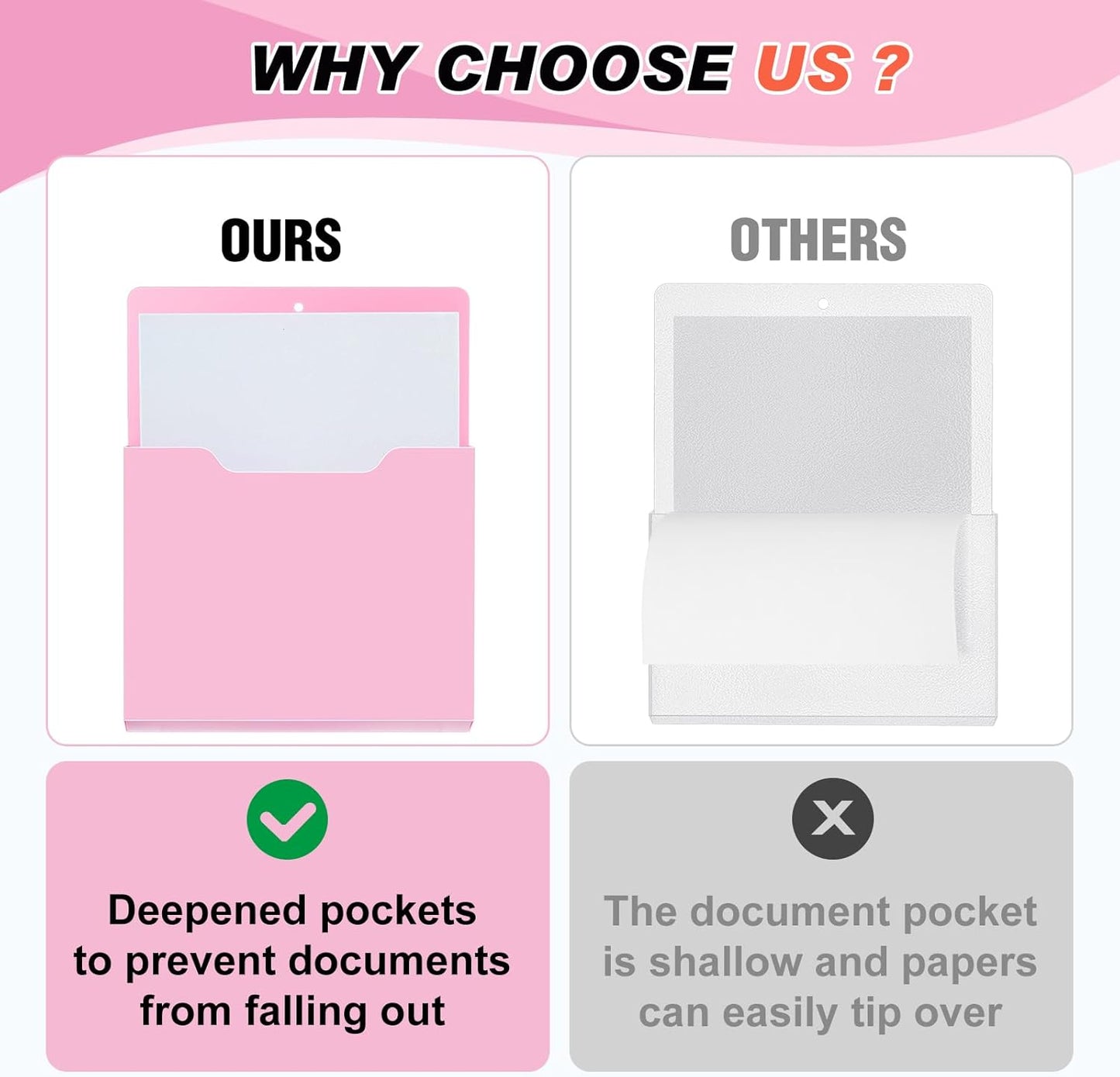 Feifeiya 2 Pcs Magnetic File Folder Wall Hanging Holder Large Pocket Paper Magazine Mail Organizer for Refrigerator Classroom Locker Whiteboard(Vertical,Purple Color,12.2 x 9.4 Inches)