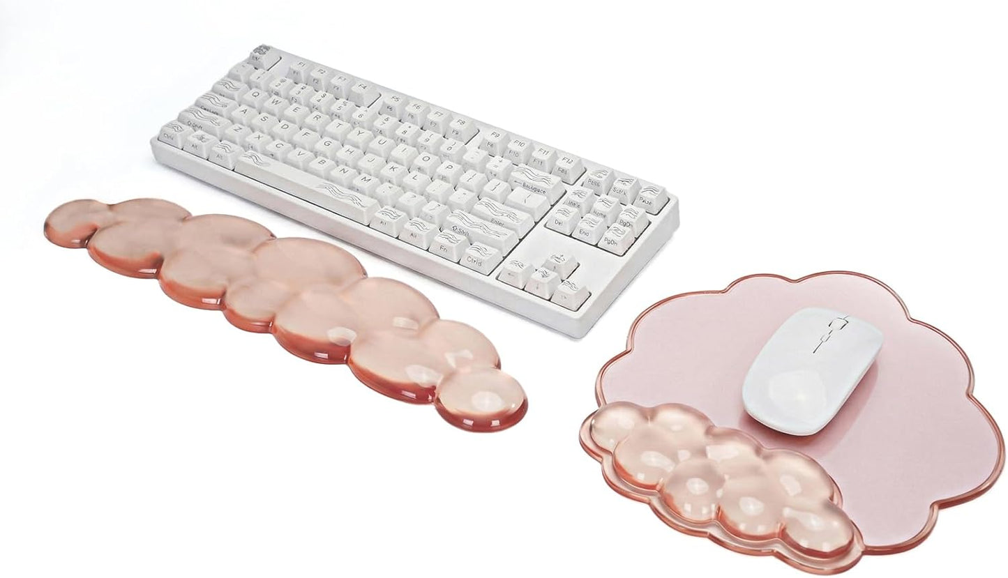 Ergonomic Cloud-Shaped Keyboard Wrist Rest & Non-Slip Mouse Pad Set, Soft Gel Support, Easy-to-Clean, Durable, Ideal for Long Work & Study Hours