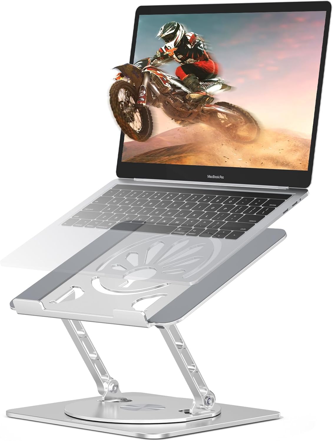 Adjustable Laptop Stand for Desk-360° Rotating Base Aluminum Laptop Riser,Ergonomic Computer Stand for Office Home MacBook Pro/Air Dell HP up to 16'',Black