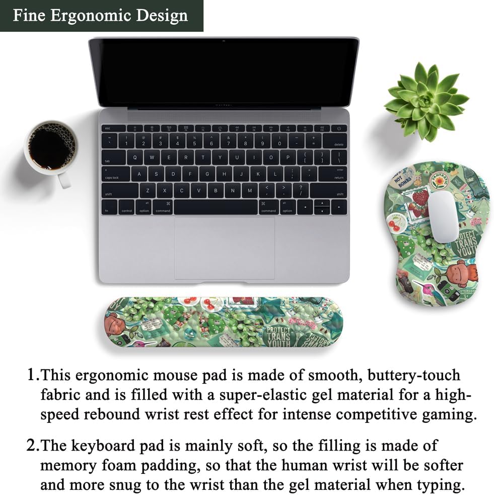 Ghost Book Mousepad with Wrist Rest Halloween Computer Keyboard Mouse Pad Black Cute, Mouse Pad with Wrist Rest for Computer Keyboard, 2 In1 Mousepad with Wrist Support Easy Typing&Relieve Wrist Pai