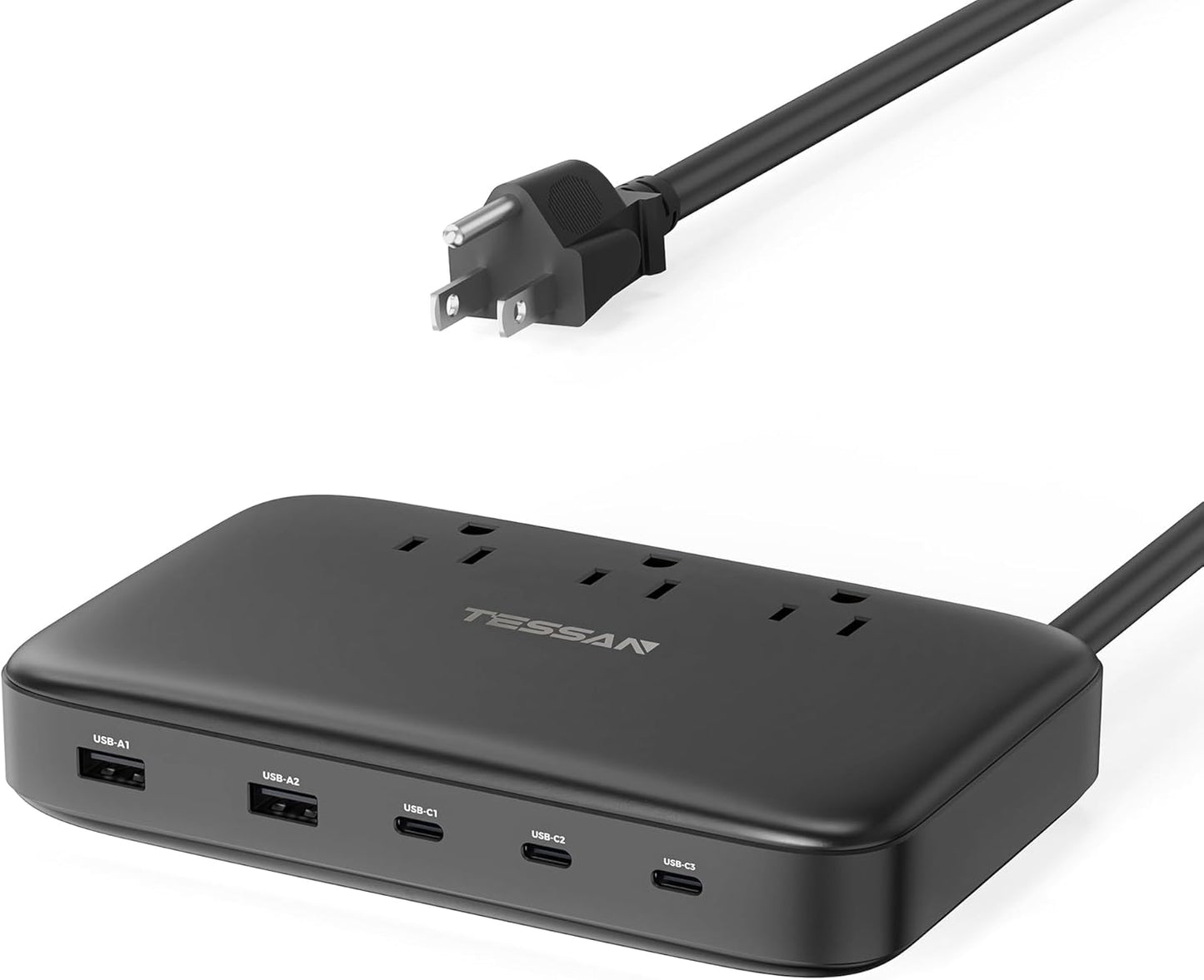 TESSAN Charging Station PD 100W for Multiple Devices, 6-in-1 USB C Charger Block Compatible with iPhone 17/16, MacBook, Charging Dock with 3 USB-C, 1 USB-A & 2 AC, Home Office Travel Accessories