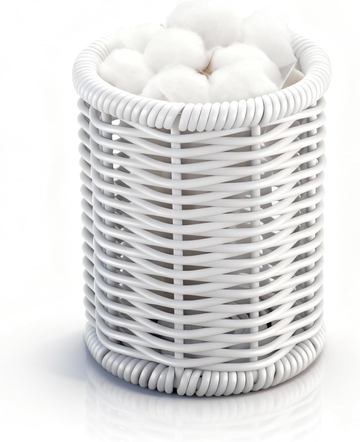 Clear Acrylic Cotton Swab Ball Holder Qtip Organizer with Lid 2-Grid Canister for Make Up Pads, Floss Picks, Vanity Storage,Bath Salts, Cosmetics, Home Bathroom Decor (DP004)