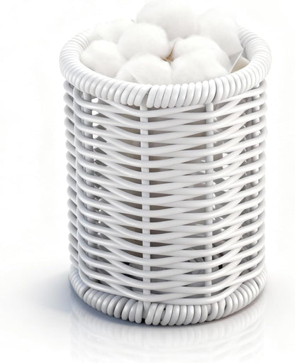 Clear Acrylic Cotton Swab Ball Holder Qtip Organizer with Lid 2-Grid Canister for Make Up Pads, Floss Picks, Vanity Storage,Bath Salts, Cosmetics, Home Bathroom Decor (DP004)