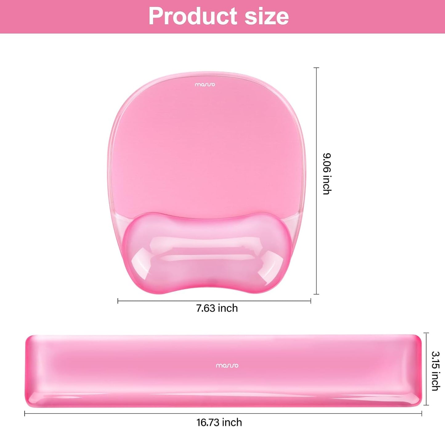 MOSISO Gel Wrist Rest Support for Mouse Pad&Keyboard Set, Irregular Oval Ergonomic Mousepad Keyboard Pad Non-Slip Base Home/Office Pain Relief&Cooling Gel Easy Typing Pad for Computer Laptop, Pink