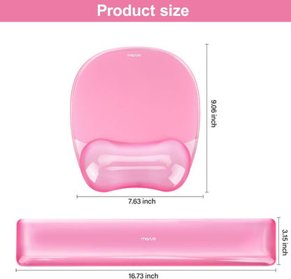 MOSISO Gel Wrist Rest Support for Mouse Pad&Keyboard Set, Irregular Oval Ergonomic Mousepad Keyboard Pad Non-Slip Base Home/Office Pain Relief&Cooling Gel Easy Typing Pad for Computer Laptop, Pink