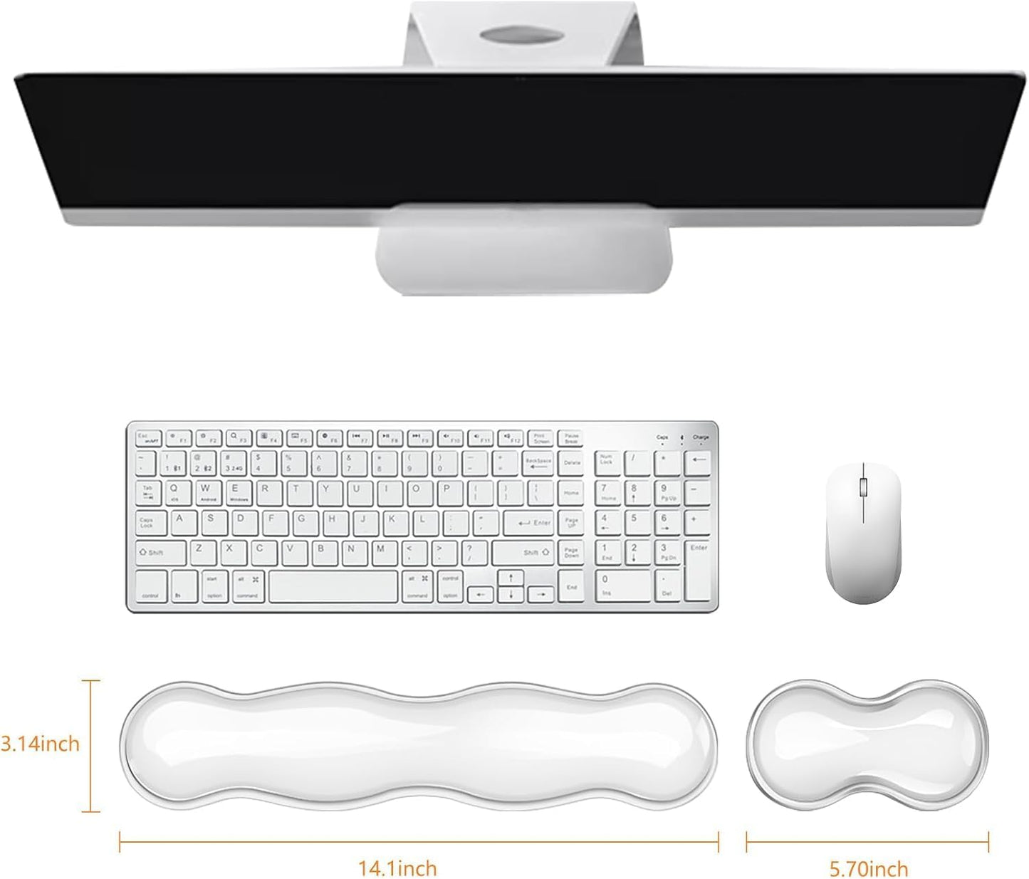 Mouse Pad with Wrist Rest, Soft Cloud Gel Keyboard Mouse Pad Set with Hand Wrist Support, Cute Non Slip Office Desk Accessories for Comfort/Pain Relief/PC Gaming/Computer/Laptop, (Clear Cloud)