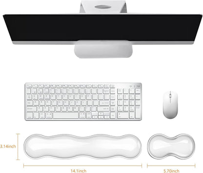 Mouse Pad with Wrist Rest, Soft Cloud Gel Keyboard Mouse Pad Set with Hand Wrist Support, Cute Non Slip Office Desk Accessories for Comfort/Pain Relief/PC Gaming/Computer/Laptop, (Clear Cloud)