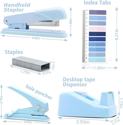 Gold Office Supplies,UPIHO Gold Desk Accessories,Stapler and Tape Dispenser Set with Large Stapler,Tape Dispenser, Staple Remover, Staples, Clips,Scissor,Pen and Sticky Notes,Gifts for Office Clerks