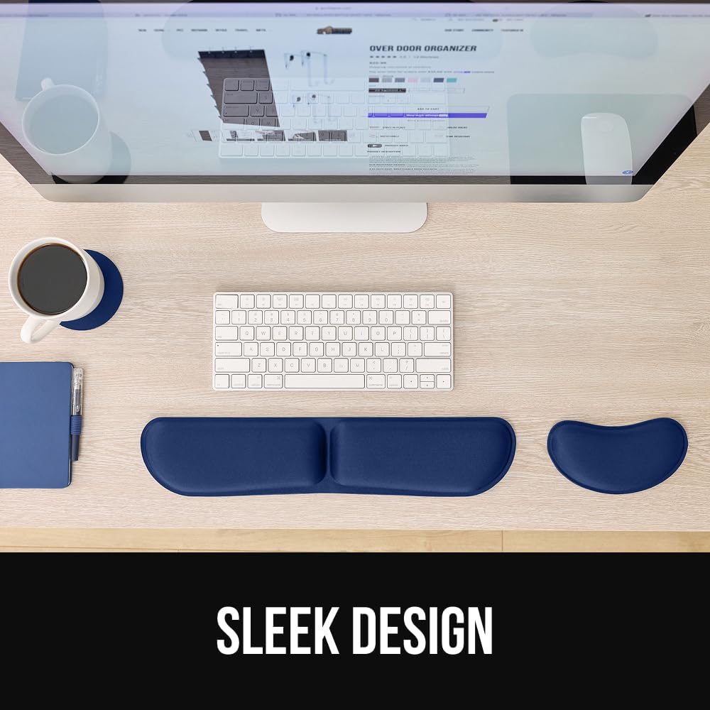 GORILLA GRIP Silky Memory Foam Wrist Rest for Computer Keyboard, Mouse, Ergonomic Design for Typing Pain Relief, Desk Pads Support Hand and Arm, Mousepad Rests, Stain Resistant, 2 Piece Pad, Black