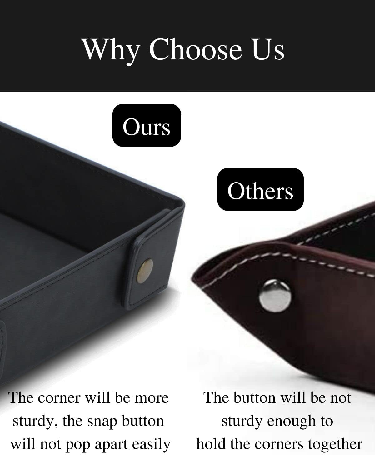CASIRENA Faux Leather Valet Tray Organizer for Men - Catch-All Tray for Entryway Table Key, Wallet, Watch, Coin Change, Phone, Dresser EDC Dump Jewelry, Bedside Nightstand Desk-top