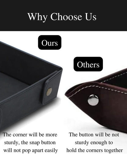 CASIRENA Faux Leather Valet Tray Organizer for Men - Catch-All Tray for Entryway Table Key, Wallet, Watch, Coin Change, Phone, Dresser EDC Dump Jewelry, Bedside Nightstand Desk-top Catchall