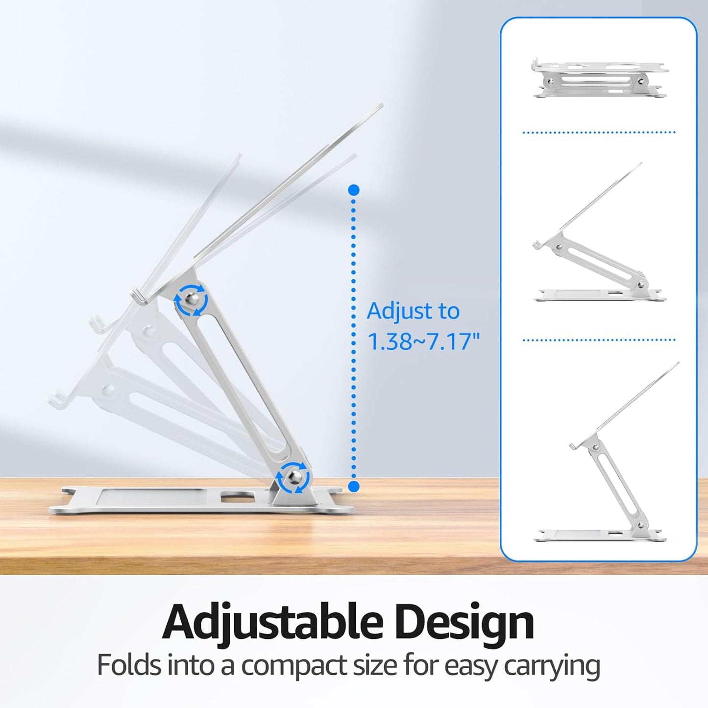 Urmust Laptop Notebook Stand Holder Adjustable Laptop Stand Portable Computer Riser Compatible with MacBook Air Pro HP Dell XPS Lenovo All Laptops 10-15.6"(Rose Gold)