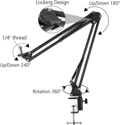 Overhead Video Stand Phone Holder Articulating Arm Phone Mount Table Top ChromLives Scissor Boom Arm Articulating Phone Stand Tablet Phone Holder for Streaming Phone Baking Crafting