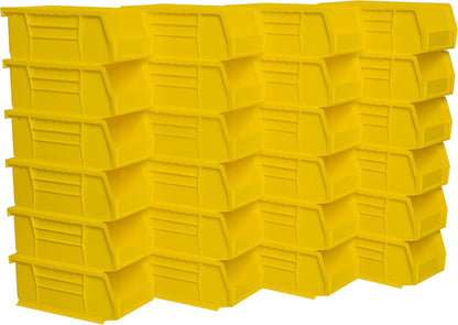 Akro-Mils 30220 AkroBins Plastic Storage Bins, Space-Saving Stackable Bins for Garage, Pantry, Craft Organization, 7" x 4" x 3", Yellow, 24-Pack