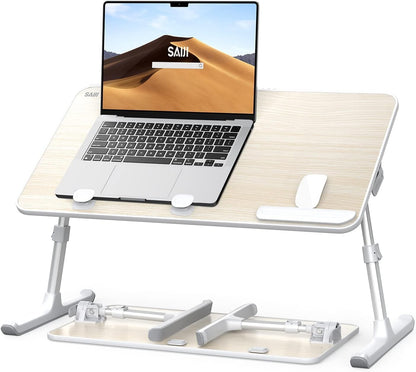 SAIJI Height & Angle Adjustable Laptop Stand for Bed, Lap Desk Bed Tray Table, Light Weight Foldable Portable Laptop Table for Couch Sofa Chair Floor Desk for Adults, Kids (52*30cm Black)