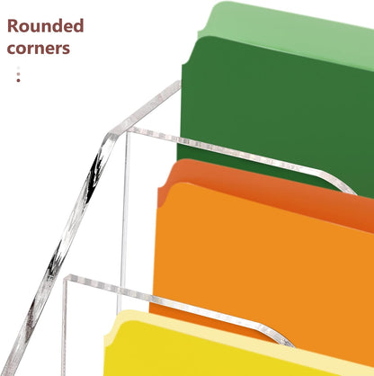 DINGHUO Acrylic Hanging Wall File Folder Organizer for Desk, Clear 3 Tier Document Paper Magazine Holder for Home, Office Organization, School - 1 Pack
