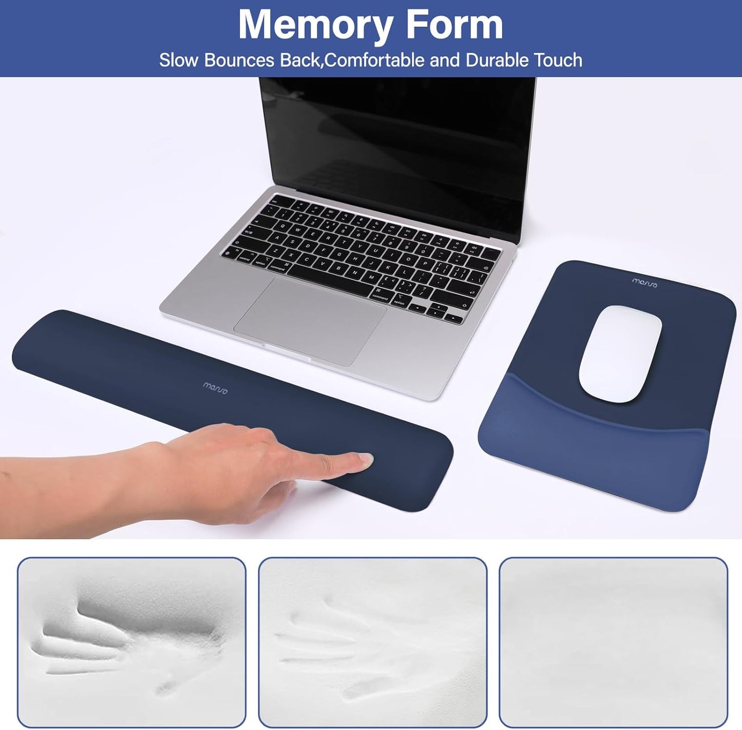 MOSISO Wrist Rest Support for Mouse Pad&Keyboard Set, Rectangular Ergonomic Mousepad Non-Slip Base Home/Office Pain Relief&Easy Typing Pad with Neoprene Cloth&Raised Silicone Lining, Green