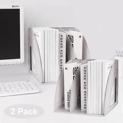 SAYEEC Magazine Holder Sturdy Binder Holder Desk File Sorter Plastic File Folder Organizer Stand Book Shelf Dividers Vertical Storage Rack Desktop Bookshelf Display Box for Office School Home (Black)