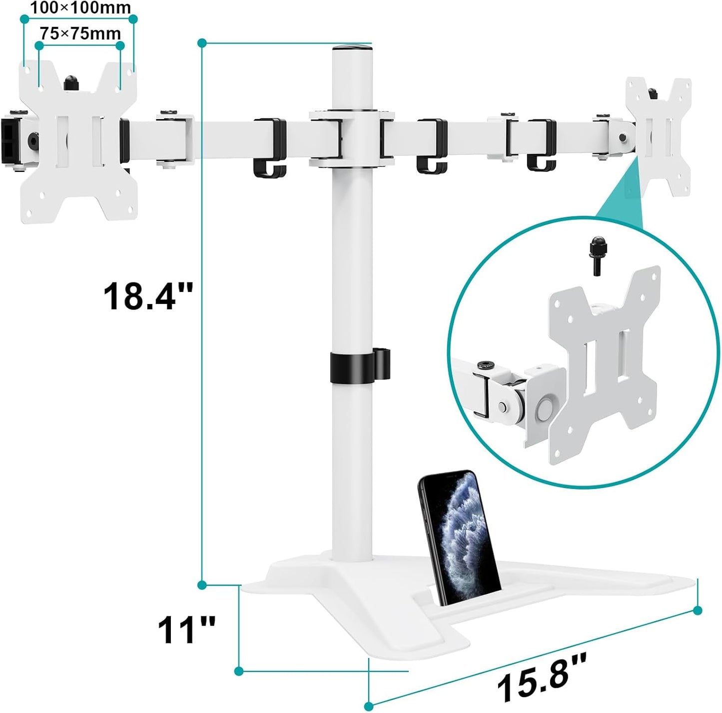 MOUNT PRO Single Monitor Stands Fits 13-32 inch/17.6 lbs Screen, Free-Standing Computer Monitor Mount for Desk, Display Standing with Adjustable Height/Tilt/Swivel/Rotation, VESA 75x75 100x100