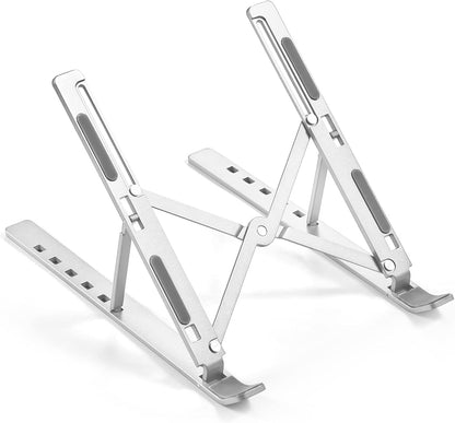 T Legend Aluminum Laptop Stand for Desk, Arae Adjustable Ergonomic Portable Holder, Foldable Computer Stand 6 Angles Anti-Slip Laptop Riser Compatible with 9-15.6 inch Laptops (Aluminum Silver)