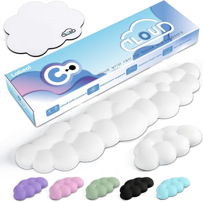 Cloud Wrist Rest for Computer Keyboard Arm Wrist Rest with Non-Slip Base Extended Wrist Rest Ergonomic Memory Foam for Keyboard and Mouse Typing Pain Relief, Office, Gaming, Computer