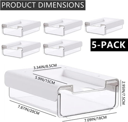 RHBLME 5 Pack Under Desk Drawer, Under Shelf Drawers Slide Out Self-Adhesive Standing Desk Drawer Attachment, Plastic Workspace Organizers for Office Home School