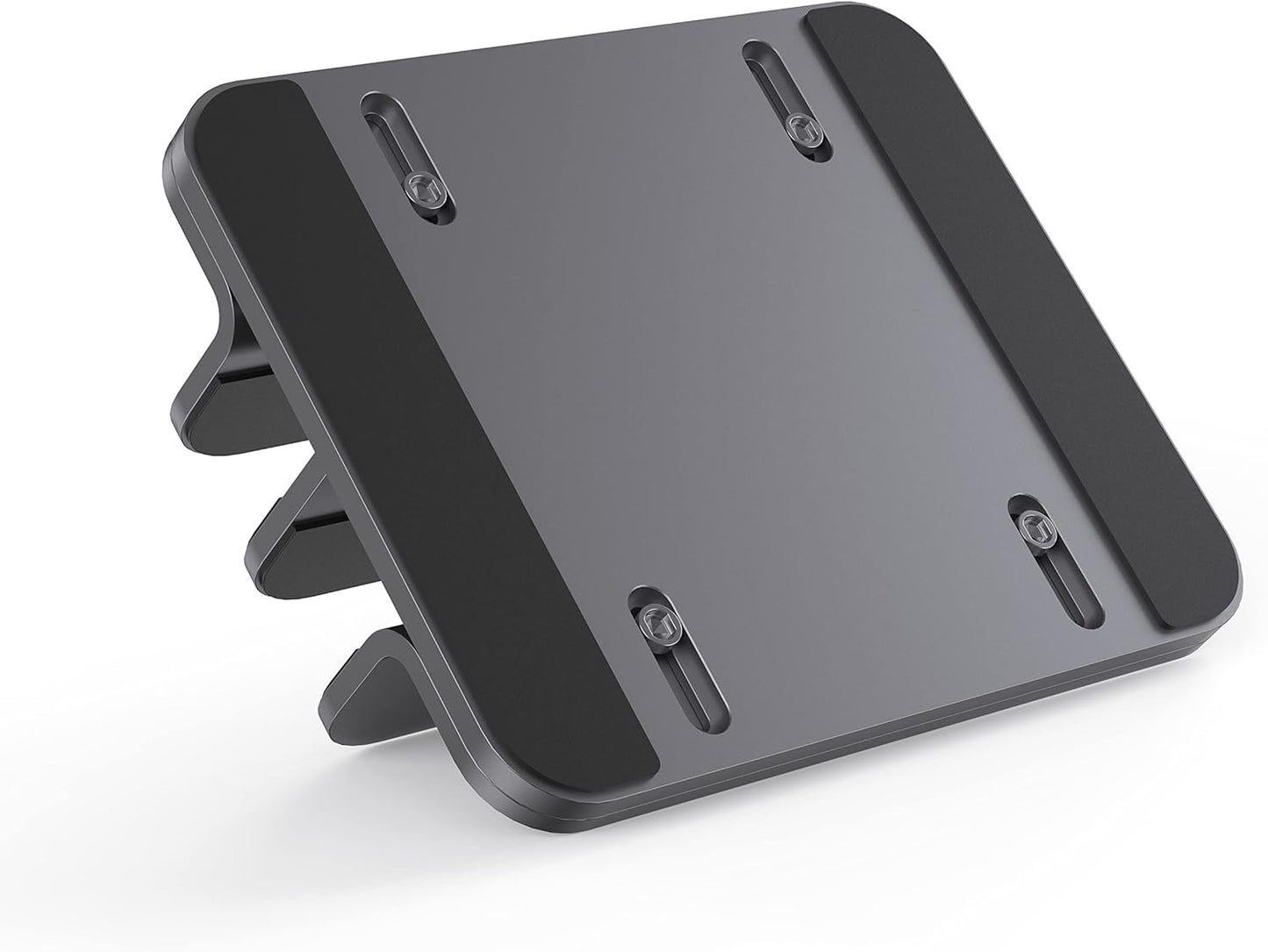 JOKItech Dual Aluminum Vertical Laptop Stand Organizer, Sturdy Notebook Computer Holder Stand Compatible with New Liquid Retina XDR Apple MacBook Air/Pro/Neo, Mac mini & iPad Pro - Black