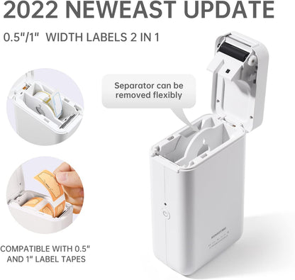 NIIMBOT D110 Label Maker Machine with Label, Small Label Printer Bluetooth Connection Multiple Templates Available for Phone Easy to Use for Office Home Organization Rechargeable White