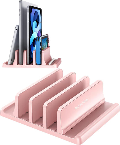 Vaydeer 3-Slot Vertical Laptop Stand Organizer, Laptop Storage Holder Made of Premium ABS Plastics 5 in 1 Design,Desktop Space-Saving Adjustable Desk Organizer for All MacBook/Chromebook/Surface