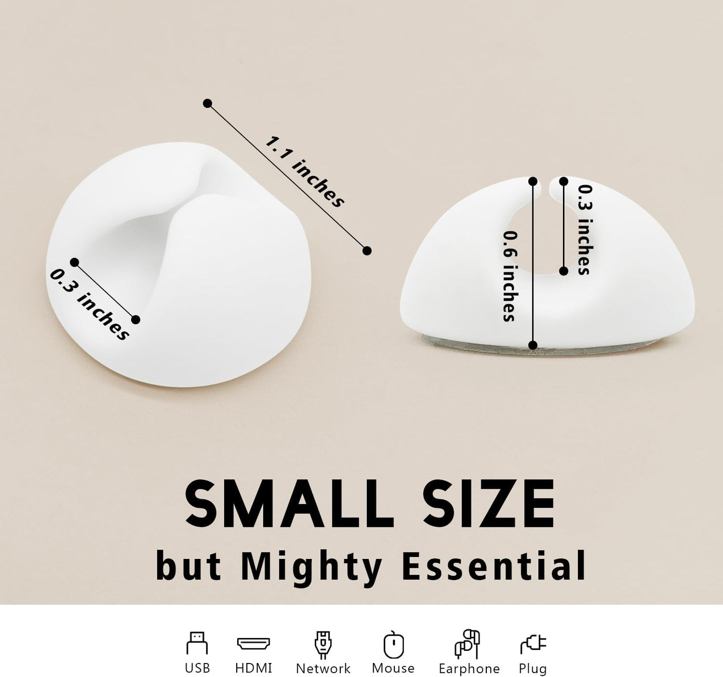 SmiLife Cable Clips, Cord Holder, Adhesive Cord Clips, Wire Holder for Cable Management, Phone Charger, Desk, Wall, Nightstand and Office, White 9 PCS