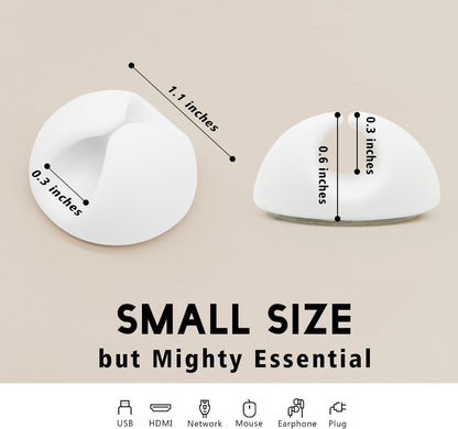 SmiLife Cable Clips, Cord Holder, Adhesive Cord Clips, Wire Holder for Cable Management, Phone Charger, Desk, Wall, Nightstand and Office, White 9 PCS