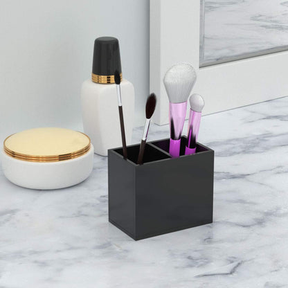 NIUBEE Acrylic Pen Holder 4 Compartments, Clear Pencil Organizer Cup for Countertop Desk Accessory Storage