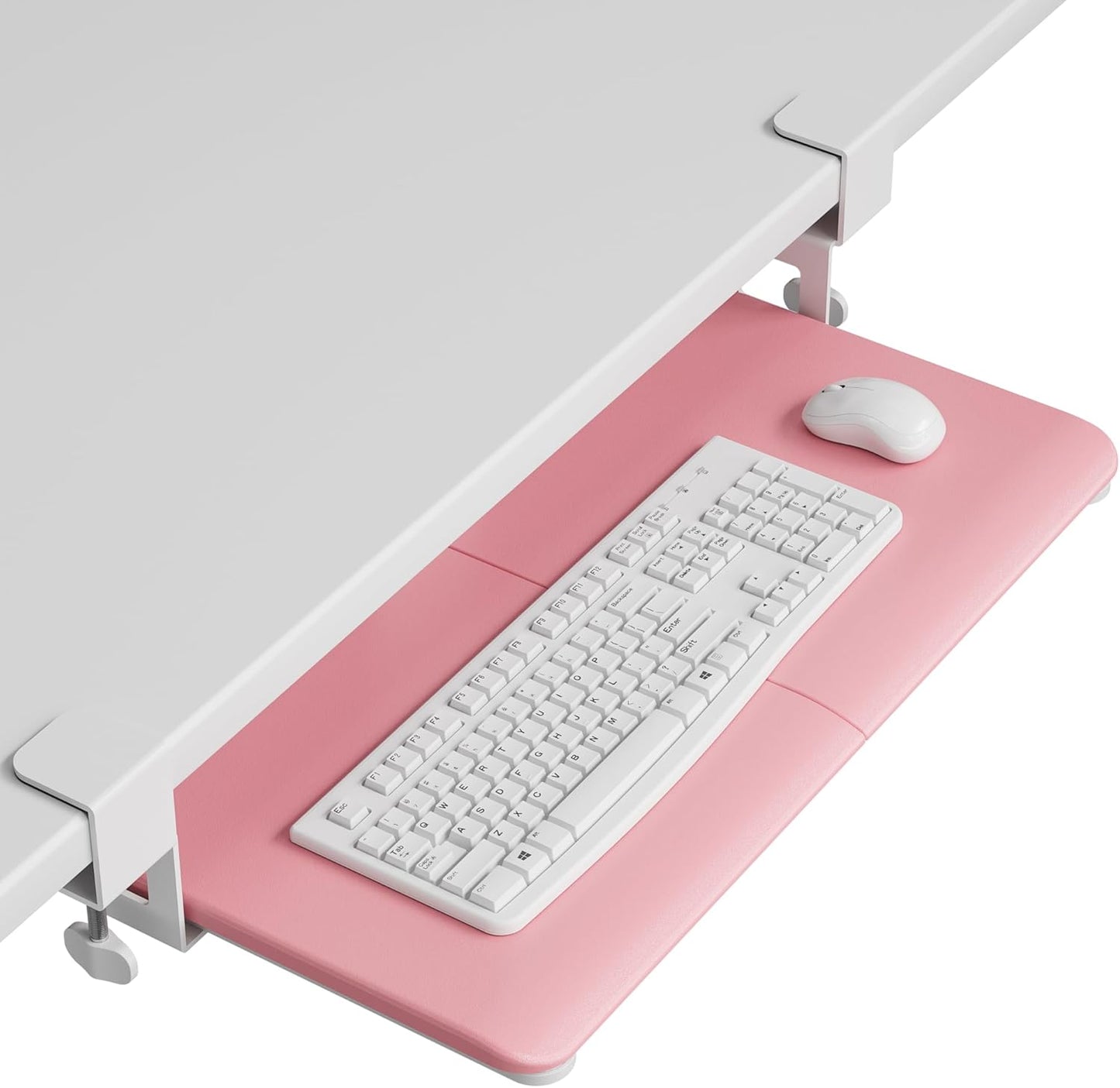 BONTEC KMT01 Under Desk Keyboard Tray, Pull-Out Keyboard & Mouse Platform with C-Clamp, 25.6 x 11.8 in Space-Saving Ergonomic Slide-Out Drawer, Black