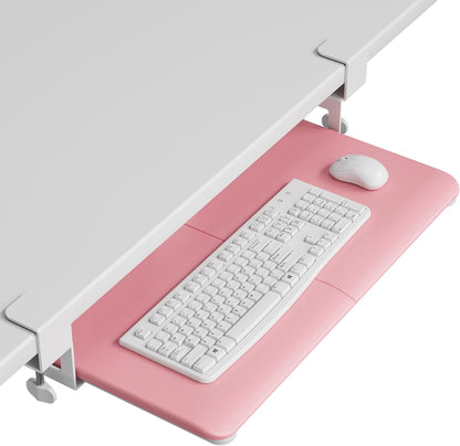 BONTEC KMT01 Under Desk Keyboard Tray, Pull-Out Keyboard & Mouse Platform with C-Clamp, 25.6 x 11.8 in Space-Saving Ergonomic Slide-Out Drawer, Black