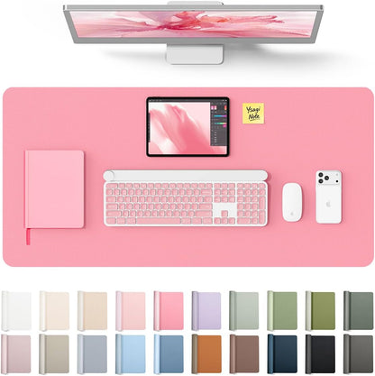 YSAGi Leather Desk Protector, Office Mat, Large Mouse Mat, Non-Slip PU Leather Blotter, Laptop Pad, Waterproof Writing Pad for Office and Home (Light Pink, 23.6" x 13.8") - Colors B