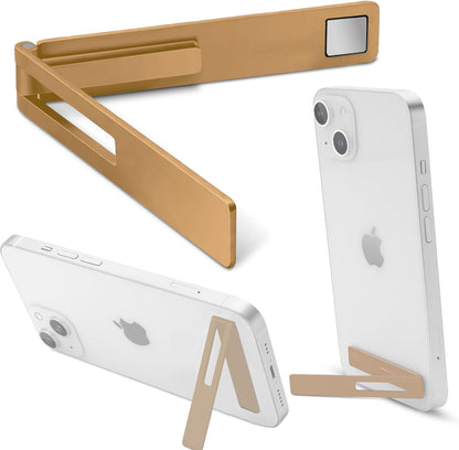 Mini Phone Kickstand, Folding Invisible Portable Metal Cell Phone Stand Holder for Desk, Compatible with iPhone, Samsung and All Cellphones, Black
