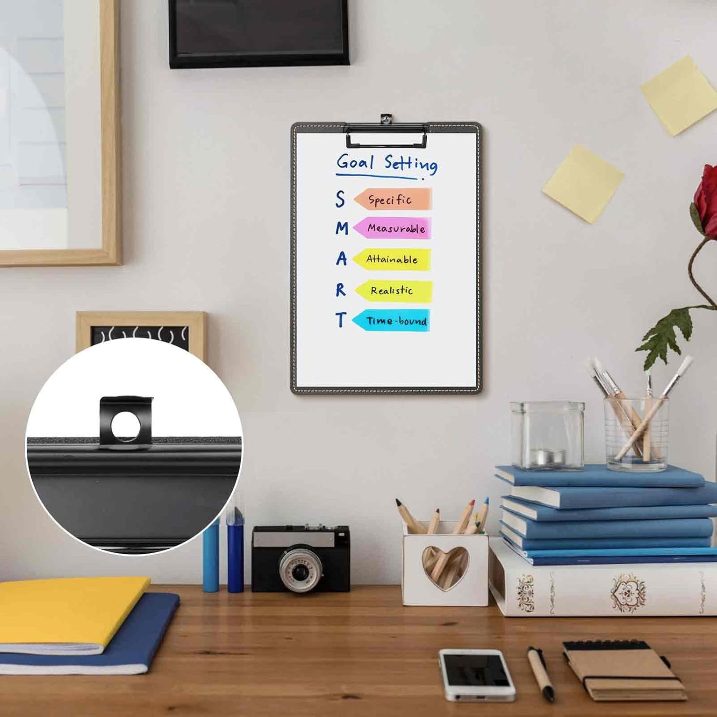 Desktop Document Holder for Typing Clipboard, Paper Holder Stand for Desk When Typing Copy Holder Foldable Stand Clipboard 9 x 13 Inch (White, 4 Pack)